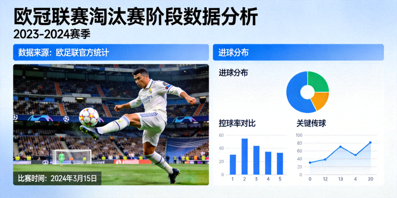 欧冠联赛淘汰赛阶段数据分析图表与比赛画面